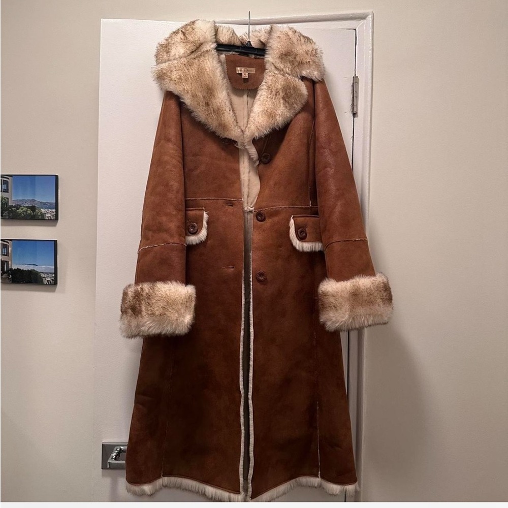 Long faux fur western winter coat